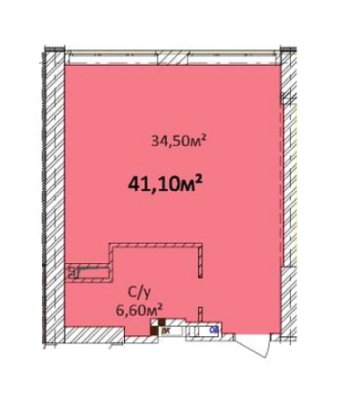 1-кімнатна 41.1 м² в ЖК Оріон від забудовника, Одеса