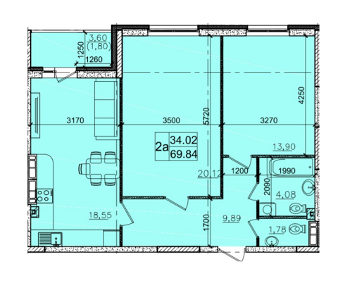 2-кімнатна 69.84 м² в ЖК Одеський бульвар від 12 500 грн/м², с. Новосілки