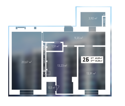 2-кімнатна 63.09 м² в ЖК Авіатор від 21 000 грн/м², смт Гостомель