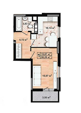 1-комнатная 38.26 м² в ЖК Green House от 14 470 грн/м², Чернигов