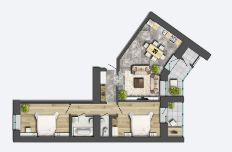 2-комнатная 83.73 м² в ЖК Шевченковский от 13 900 грн/м², Чернигов