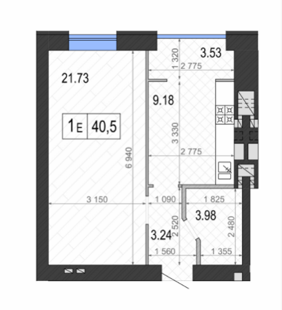 1-комнатная 40.5 м² в ЖК Контраст 2-й сезон от 12 500 грн/м², г. Ирпень