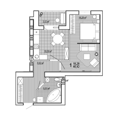 1-комнатная 46.42 м² в ЖК Сокольники от 15 000 грн/м², Харьков