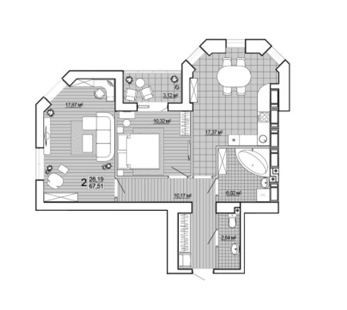 2-комнатная 67.51 м² в ЖК Сокольники от 14 300 грн/м², Харьков