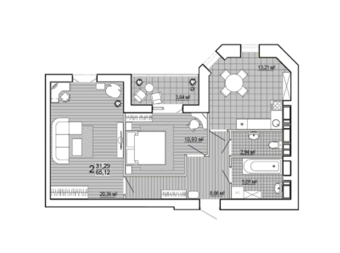 2-комнатная 65.12 м² в ЖК Сокольники от 14 300 грн/м², Харьков
