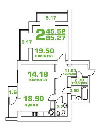 2-кімнатна 85.27 м² в ЖК Living Park "Нова Будова-2" від 14 500 грн/м², с. Мукша Китайгородська