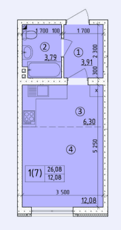 1-комнатная 26.08 м² в ЖК на ул. Светлицкого, 35 от застройщика, Киев