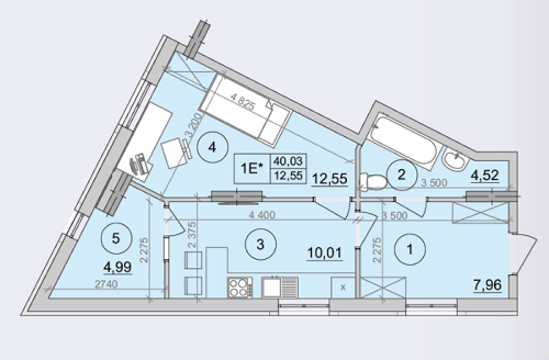 1-комнатная 40.03 м² в ЖК на ул. Светлицкого, 35 от застройщика, Киев