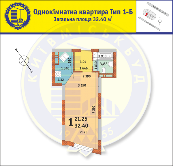 1-кімнатна 32.4 м² в ЖК на вул. Горлівська, 215а, 215б, 215в від забудовника, Київ