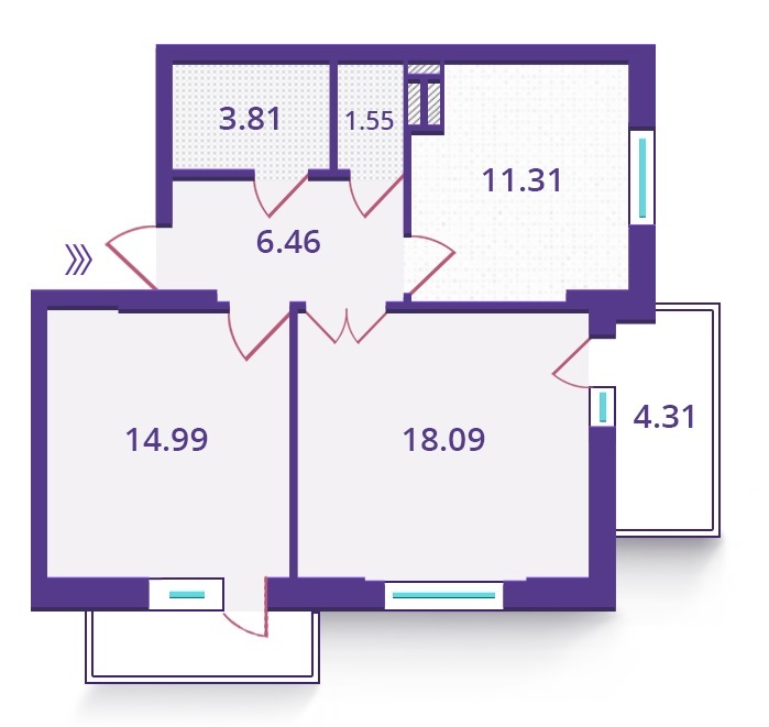 2-кімнатна 58.87 м² в ЖК Верховина від забудовника, Київ
