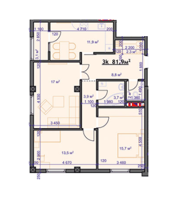 3-комнатная 81.9 м² в ЖД Европа от 21 000 грн/м², Ивано-Франковск