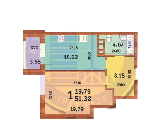 1-кімнатна 51.38 м² в ЖК Лумумби від 40 540 грн/м², Київ