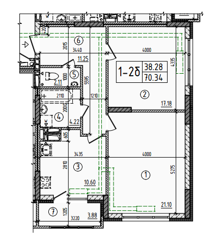 2-кімнатна 70.34 м² в ЖБ на вул. Вірменська, 6А від 24 730 грн/м², Київ