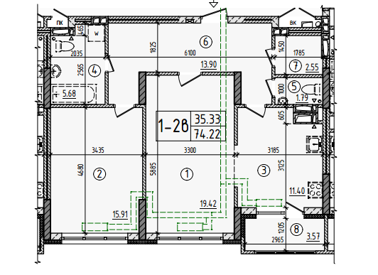 2-кімнатна 74.22 м² в ЖБ на вул. Вірменська, 6А від 24 730 грн/м², Київ
