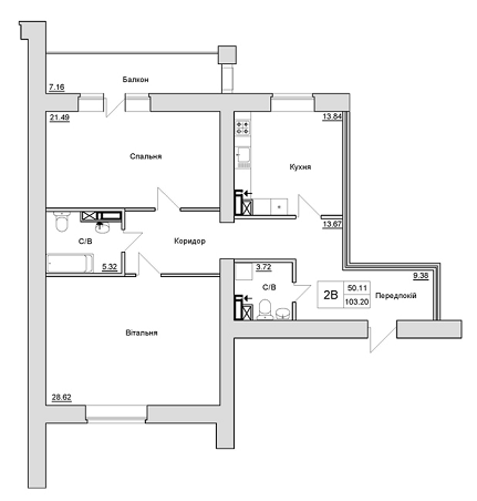 2-кімнатна 103.2 м² в ЖБ на вул. Шевченка, 4 від 18 900 грн/м², м. Ірпінь
