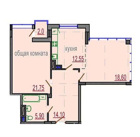 1-кімнатна 73.9 м² в ЖБ Подільський від 24 000 грн/м², Харків