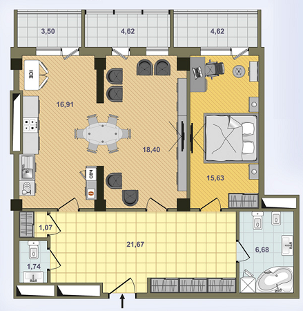 2-комнатная 90.78 м² в ЖК Аксиома от 24 500 грн/м², Харьков