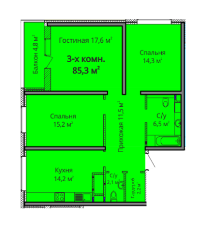 3-кімнатна 85.3 м² в ЖК Альтаїр 3 від 17 000 грн/м², Одеса