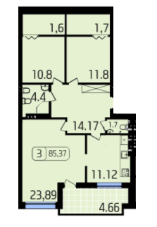 3-комнатная 85.37 м² в ЖК Паркове от застройщика, Львов