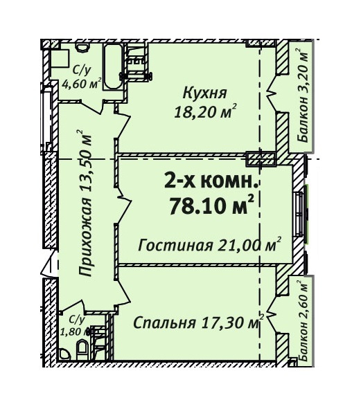 2-кімнатна 78.1 м² в ЖК Бельетаж. Будинок на Бєлінського від забудовника, Одеса