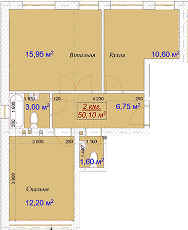 2-комнатная 50.1 м² в ЖК Варшава Хоум от застройщика, Львов