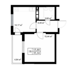 1-комнатная 35.14 м² в ЖК Виноградный (Синеозёрный) от застройщика, Киев