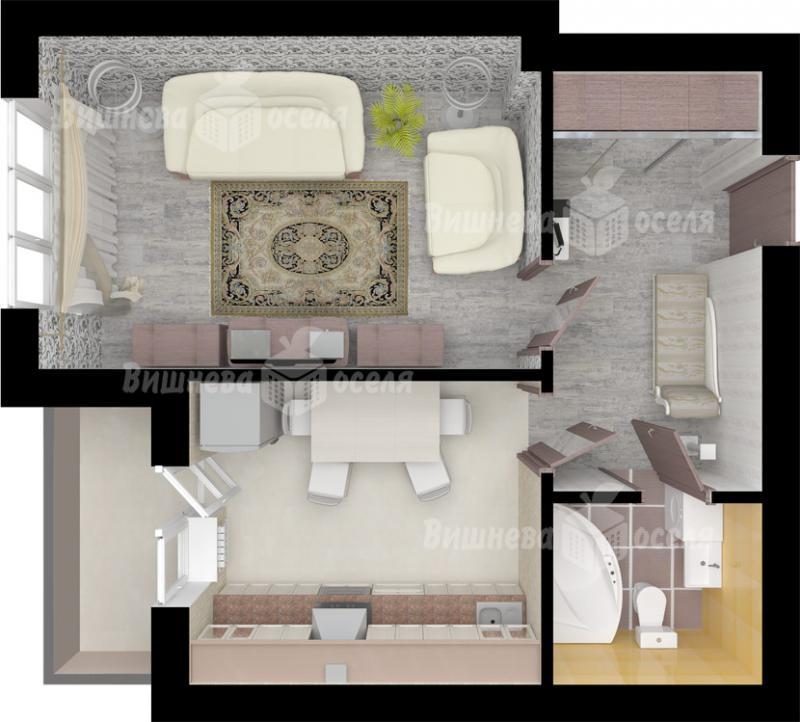 1-комнатная 41.86 м² в ЖК Вишневая оселя (ул. Вишневая) от застройщика, с. Крюковщина