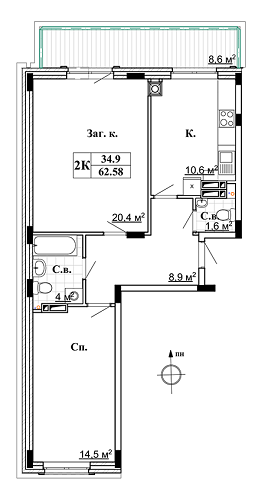 2-кімнатна 62.58 м² в ЖК Чемпіон. Голосіїво від 21 000 грн/м², Київ