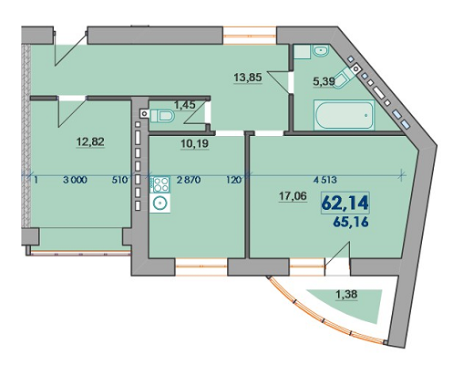 2-комнатная 65.16 м² в ЖК на ул. Волчинецкая / ул. Коломийская от застройщика, Ивано-Франковск
