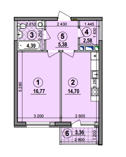 1-комнатная 43.82 м² в ЖК Галактика от 21 440 грн/м², Киев