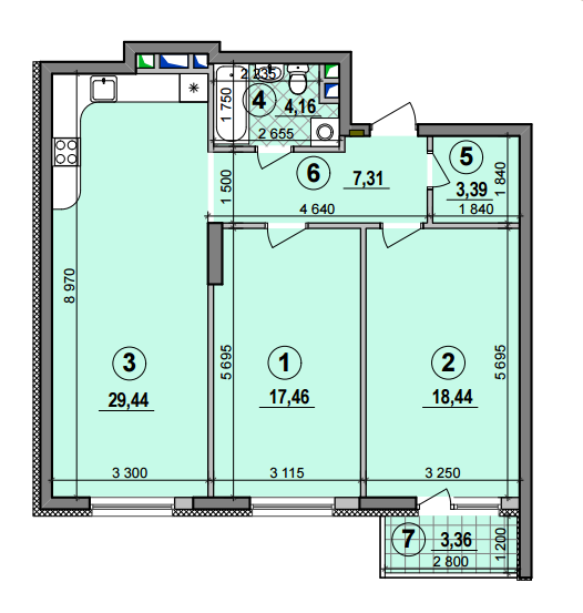 2-комнатная 80.2 м² в ЖК Галактика от 21 440 грн/м², Киев