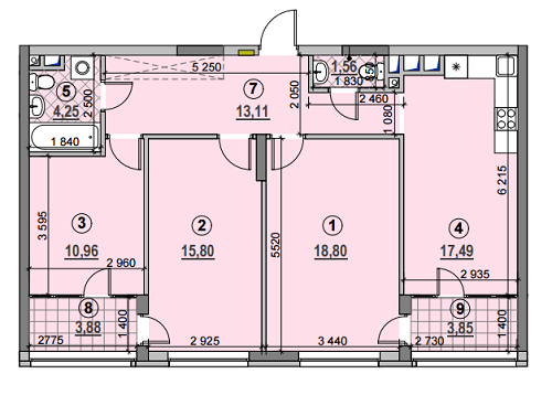 3-комнатная 89.7 м² в ЖК Галактика от 21 440 грн/м², Киев