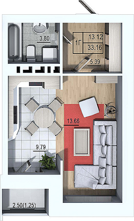 1-комнатная 33.16 м² в ЖК Гармония от 12 500 грн/м², Львов