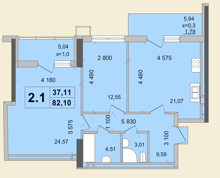 2-кімнатна 82.1 м² в КБ Гоголівська, 47 від 56 490 грн/м², Київ