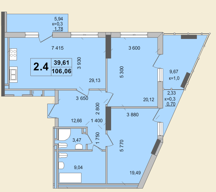 2-кімнатна 106.06 м² в КБ Гоголівська, 47 від 56 490 грн/м², Київ