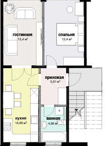 2-комнатная 50.08 м² в ЖК Голосеевские сады от застройщика, Киев