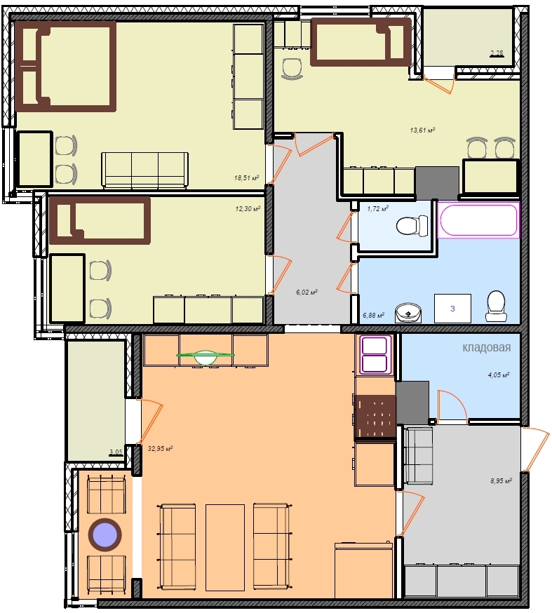 3-комнатная 110.32 м² в ЖК Грюнвальд от застройщика, Киев