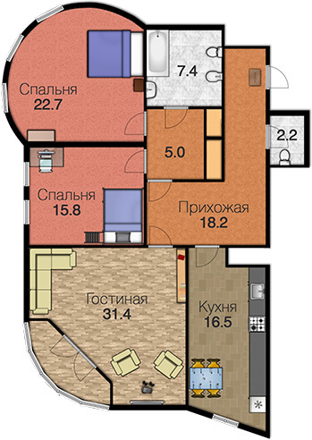 3-комнатная 118 м² в ЖК Дом на Клименко от застройщика, Киев