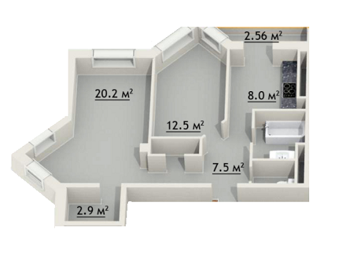 2-кімнатна 53.66 м² в ЖК Зодіак від 14 240 грн/м², Одеса