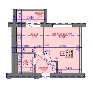 1-кімнатна 34.68 м² в ЖК Смарагд від забудовника, м. Надвірна