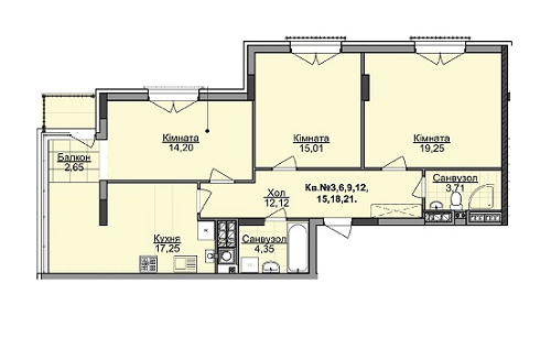 3-комнатная 88.54 м² в ЖК Карамель от 16 500 грн/м², Львов