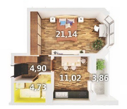 1-кімнатна 43.72 м² в ЖК Атлант 2 від 13 100 грн/м², смт Коцюбинське