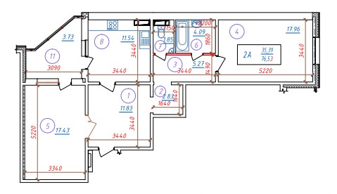 2-комнатная 76.53 м² в ЖК Кристер Град от застройщика, Киев