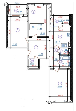 3-комнатная 97.85 м² в ЖК Кристер Град от застройщика, Киев