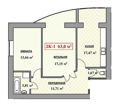 2-комнатная 63 м² в ЖК Городок Соборный от 10 700 грн/м², Ивано-Франковск
