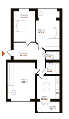 3-комнатная 89.02 м² в ЖК LYSTOPAD от 13 950 грн/м², Ивано-Франковск