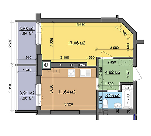 1-кімнатна 40.57 м² в ЖК Леви Міста від 17 000 грн/м², Львів