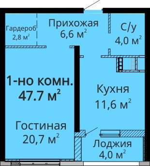 1-кімнатна 47.7 м² в ЖК Мандарин від забудовника, Одеса