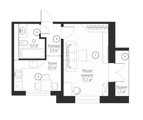 1-кімнатна 34.1 м² в ЖК Металіст від 17 550 грн/м², Харків