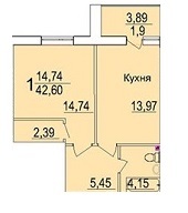 1-кімнатна 42.6 м² в ЖК Морський від 13 000 грн/м², м. Южне